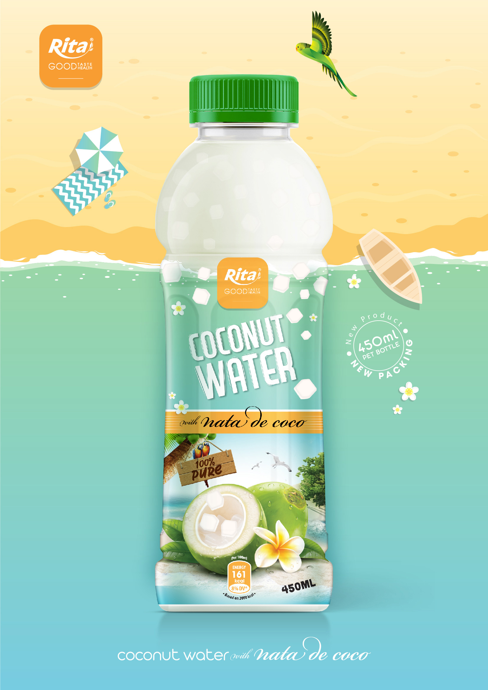 Coco water with Nata de Coco 450ml Pet