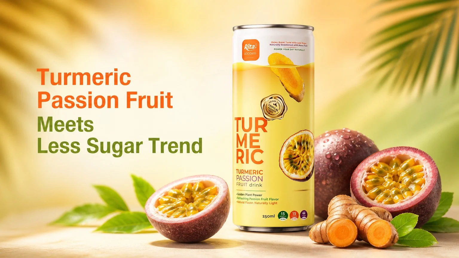 Turmeric Passion Fruit Flavour Meets the Less Sugar Can Trend