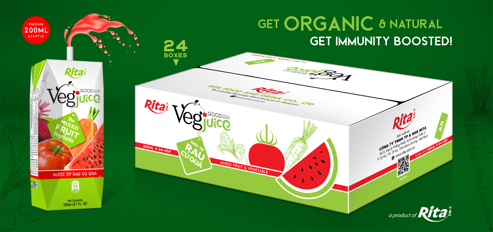 3D Carton Vegetable 200ml x 24 boxes
