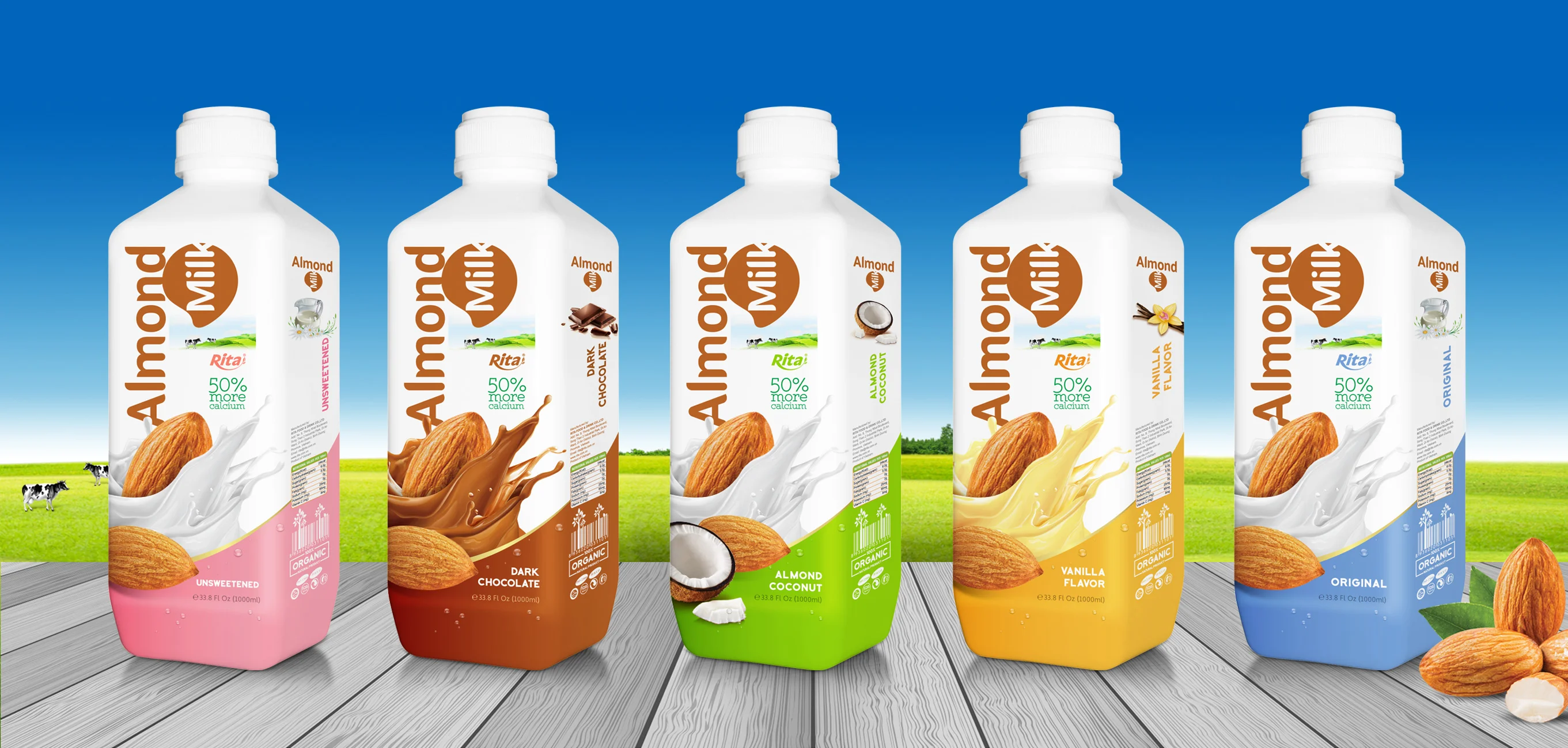 Almond milk with coconut 1000 ml PP bottle