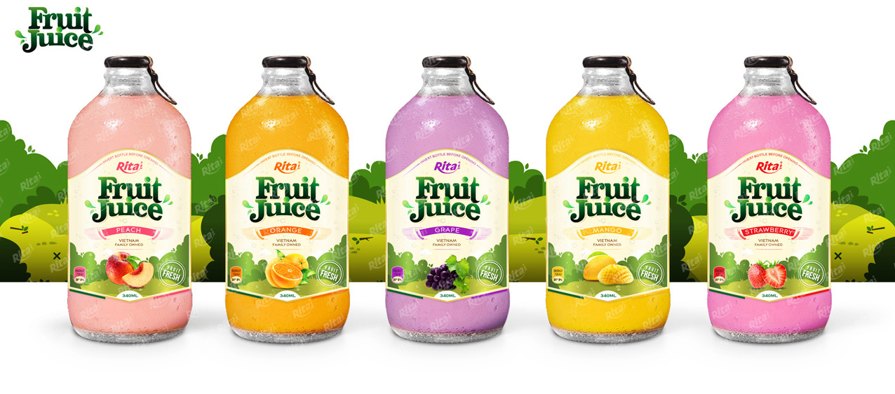 glass 320ml fruit apple juice private label brand