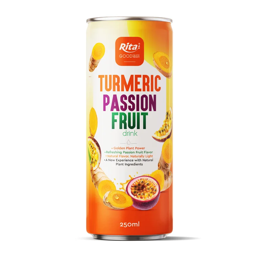250ml Turmeric Passion Fruit Drink Slim Can OEM Beverage