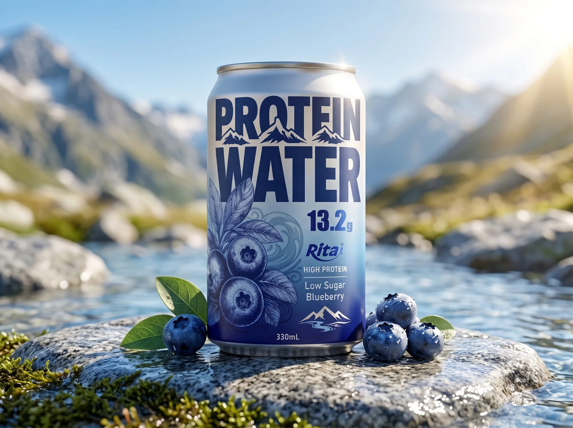 High Protein Water Blueberry Drink 13.2g Protein Low Sugar 330ml Poster 1