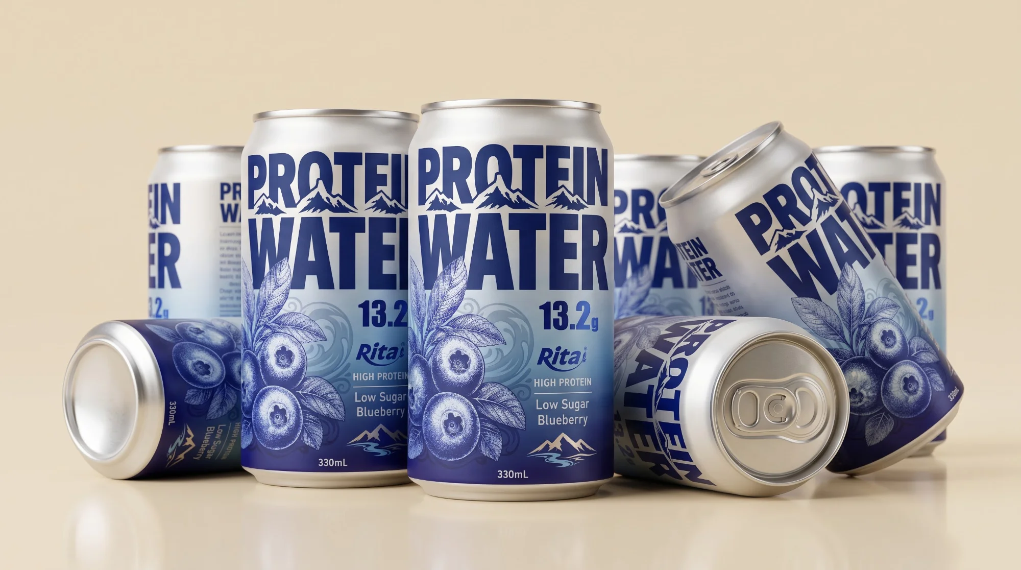 High Protein Water Blueberry Drink 13.2g Protein Low Sugar 330ml Poster 2