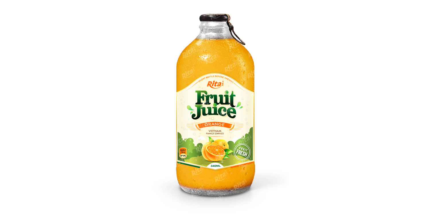 Orange fruit juice 340ml glass bottle from RITA India
