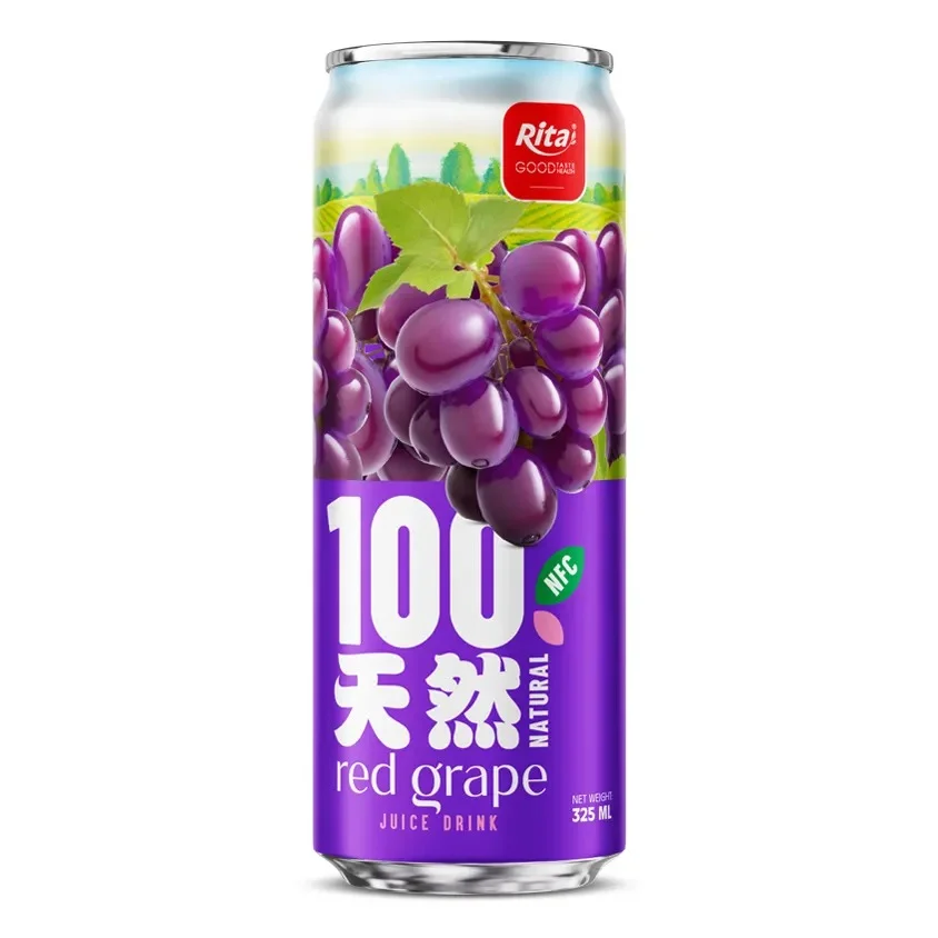 100 Natural Red Grape Juice Drink 325ml Sleek Can