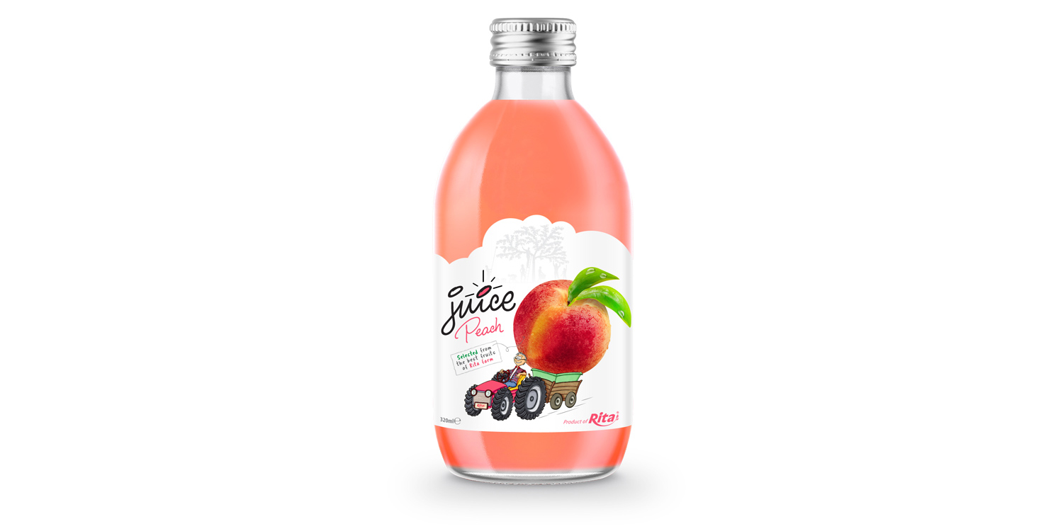 glass 320ml fruit juice peach private label brand from RITA India