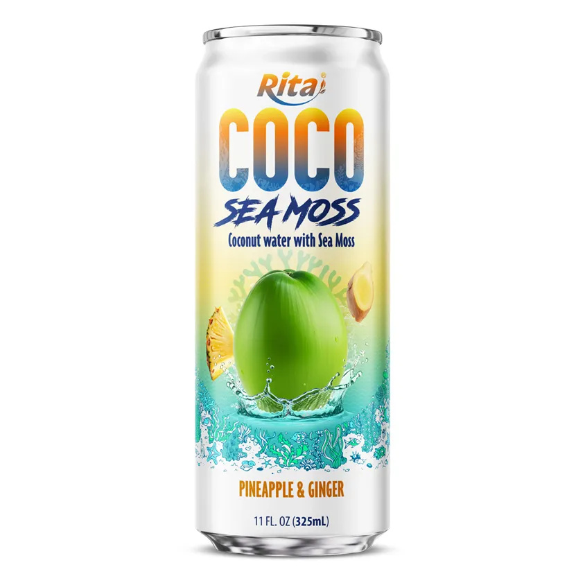 Coco Sea Moss Coconut Water With Sea Moss Pineapple And Ginger Flavor 325ml Sleek Can