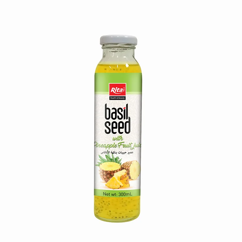 Pure natural basil seed drink pineapple flavor