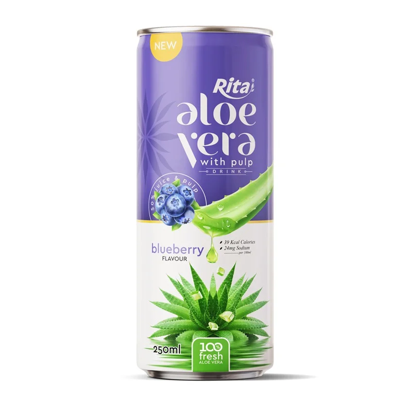 100 Fresh Aloe Vera Juice With Pulp And Blueberry Flavor