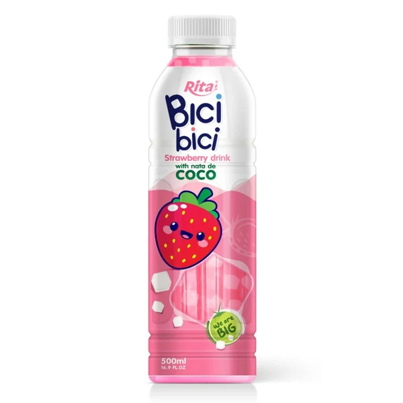 16.9 Fl Oz PET Bottle Bici Bici Strawberry Drink With Nata De Coco
