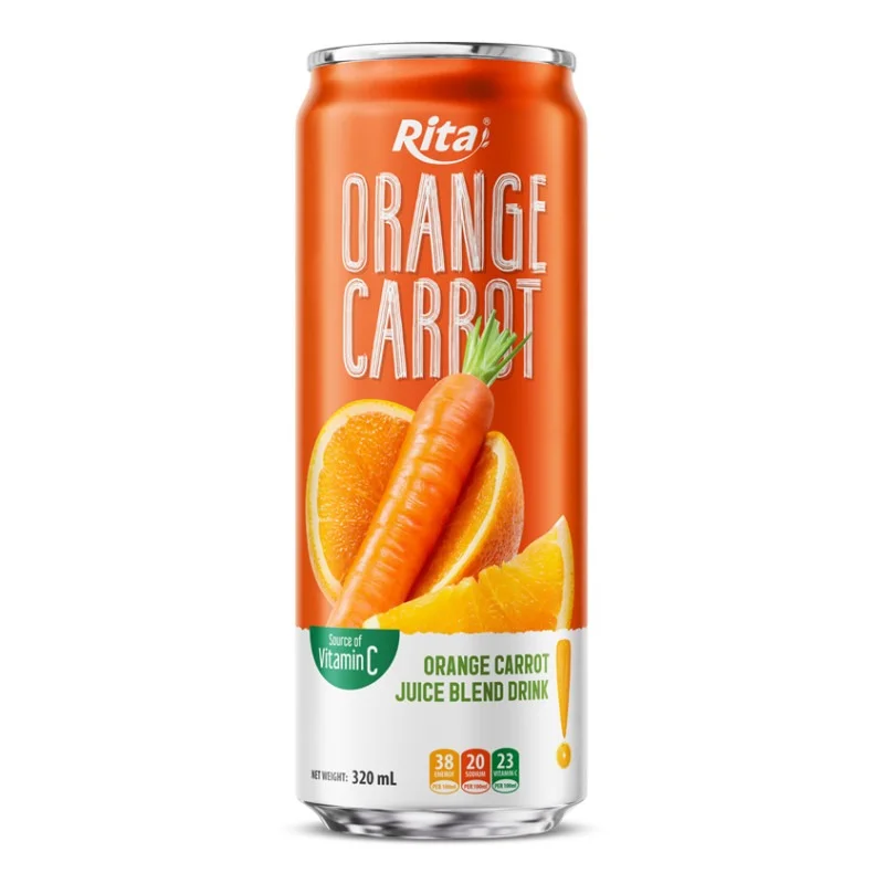 Orange Carrot Blend Natural Glow 320ml Sleek Cans (10.8 Fl Oz)