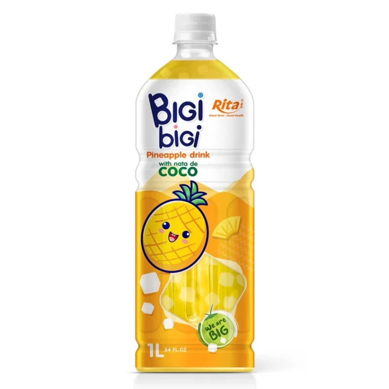BiGi BiGi Pineapple Drink With Nata De Coco 1L PET Bottle