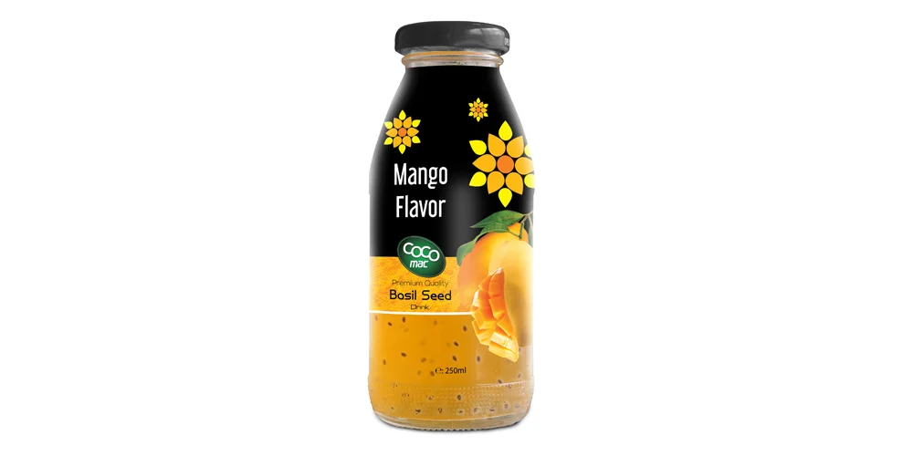 basil seed with mango flavor 250ml glass bottle