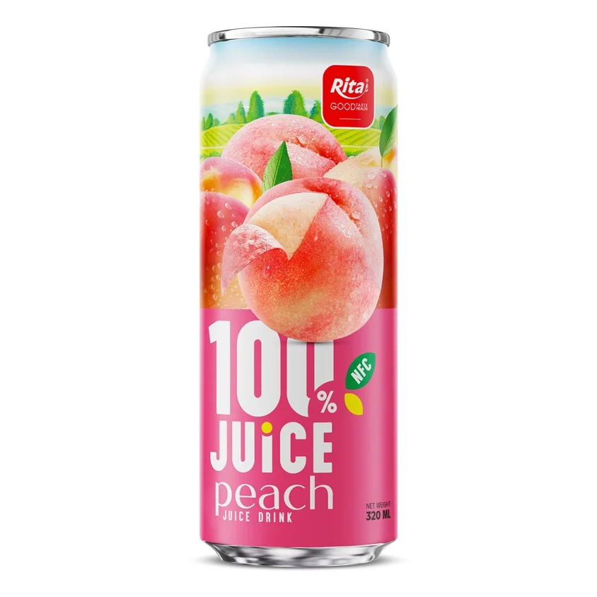 100% JUICE Peach Juice Drink 320ml Sleek Can