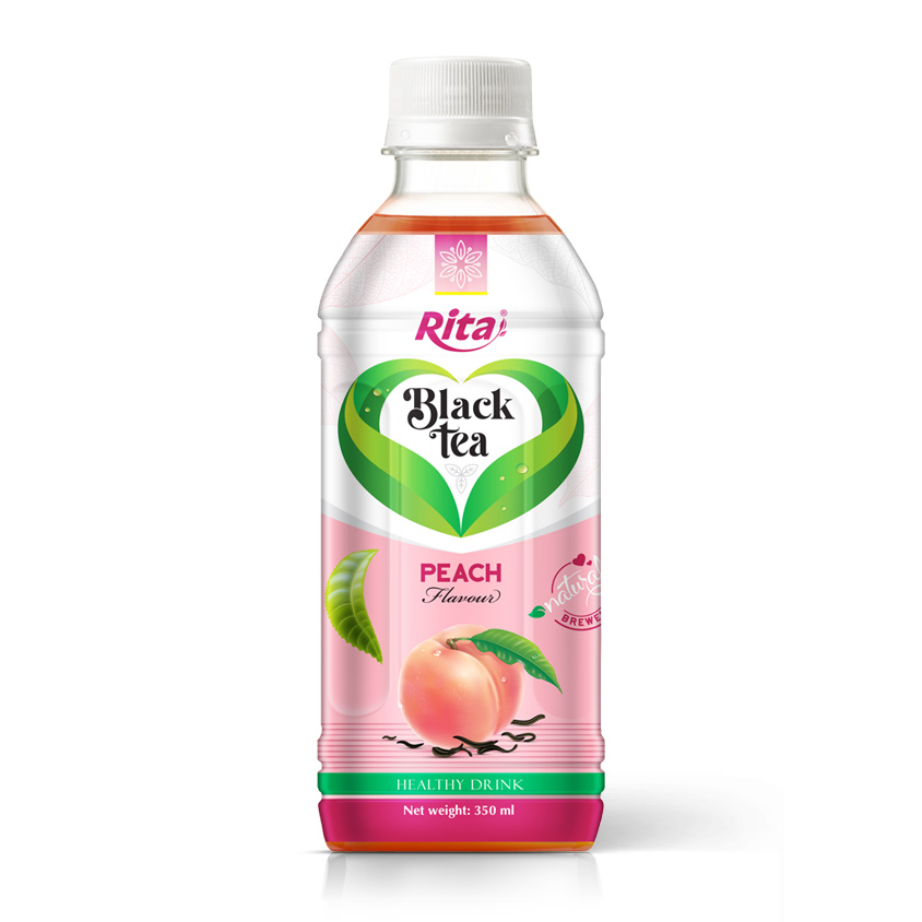 Black tea drink with peach flavor