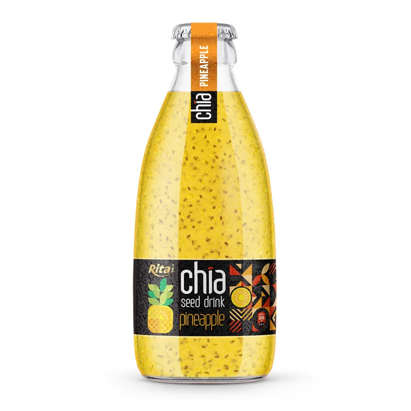 Chia Seed Drink With Pineapple Flavor 250ml Glass Bottle