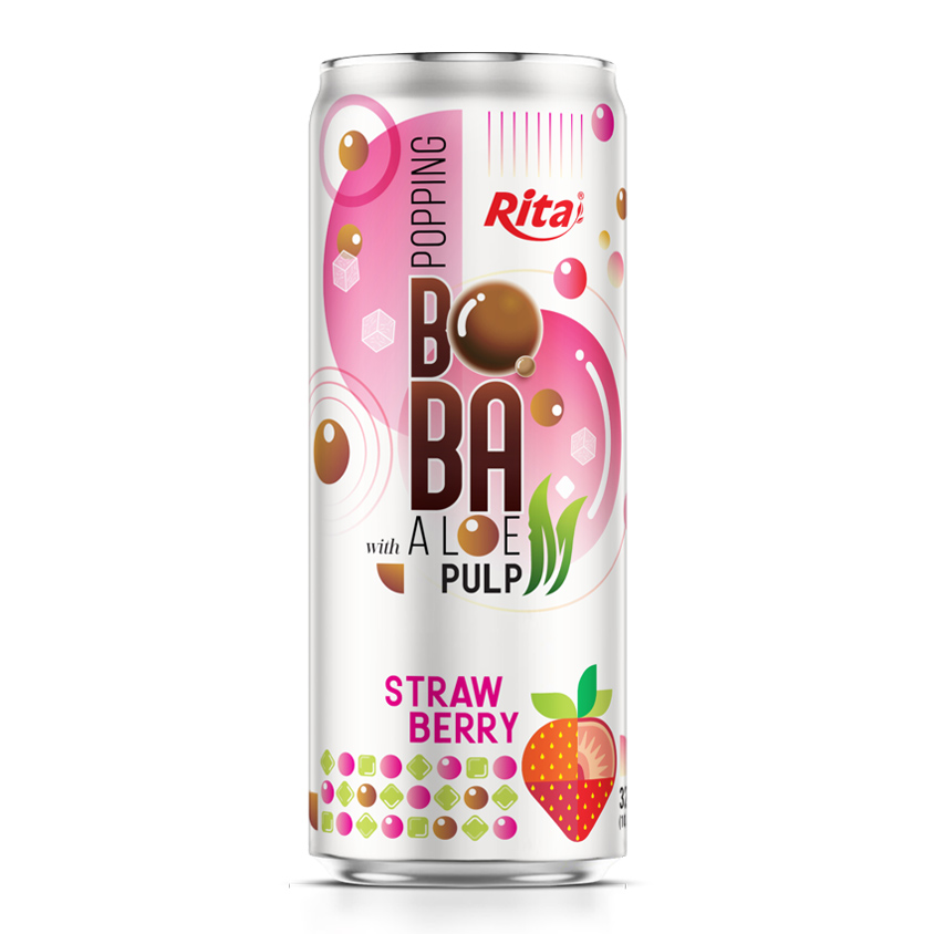 Wholesale Price 320ml Sleek Can Strawberry Flavored Bubble Tea