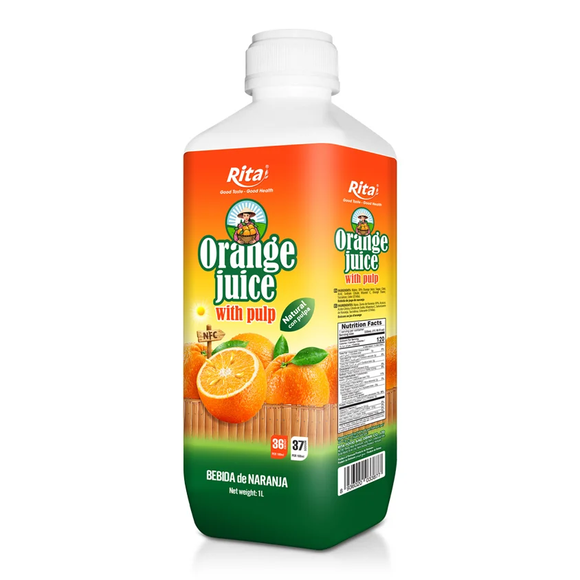 Manufacturers Natural And Pure 1L PP Bottle Orange Juice With Pulp Drink