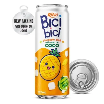 RITA-US-1062190617:0002_Bici-Bici-325ml-Pineapple-drink-with-nata-de-Coco-(-wide-opening-can)---RITA-Beverage