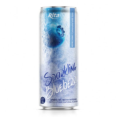 Wholesale Price 320ml Sleek Can Sparkling Water Mix Blueberry Flavor