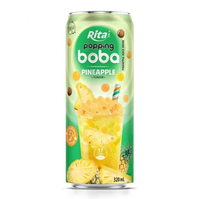 Wholesale Company Popping Boba Tea Pineapple Flavor 320ml Slim Can