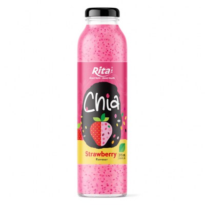 Wholesale Company Chia Seeds Drink Strawberry Flavor 10.6 Fl Oz Glass Bottle
