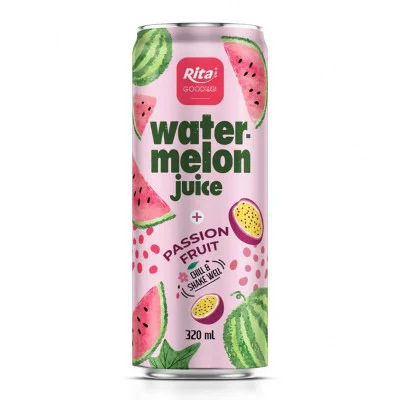 Wholesale OEM 320ml Sleek Can Rita Watermelon Juice With Passion Fruit Juice