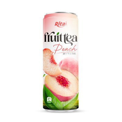 RITA-US-253552055:320ml_Sleek_alu_can_Peach_juice_tea_drink_healthy_with_green_tea