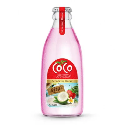 250ml glass bottle 100 pure strawberry Coconut  water own brand