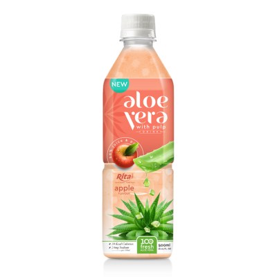 aloe vera pulp juice with apple 500ml Pet squares