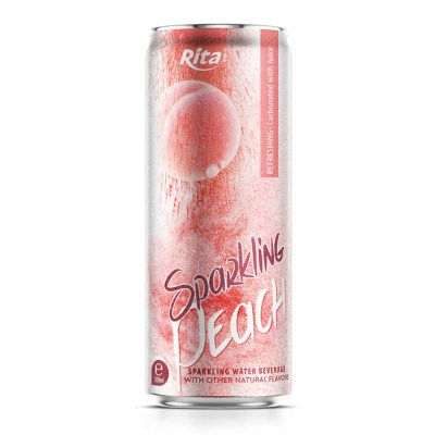 Wholesale Company 320ml Sleek Can Sparkling Water Mix Peach Flavor