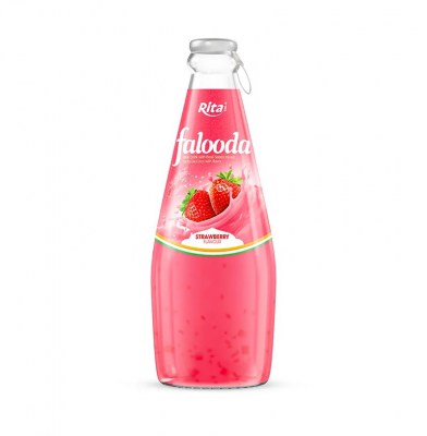 Manufacturers 290ml Glass Bottle Falooda Strawberry Flavor