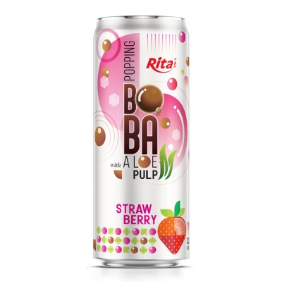 Wholesale Price 320ml Sleek Can Strawberry Flavored Bubble Tea
