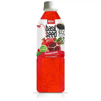 Low Sugar 500ml Bottle Basil Seed Drink Pomegranate Flavor