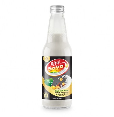 Manufacturers 100% Vegan Soya Milk Drink Black Sesame And Black Rice 10.05 Fl Oz Glass Bottle