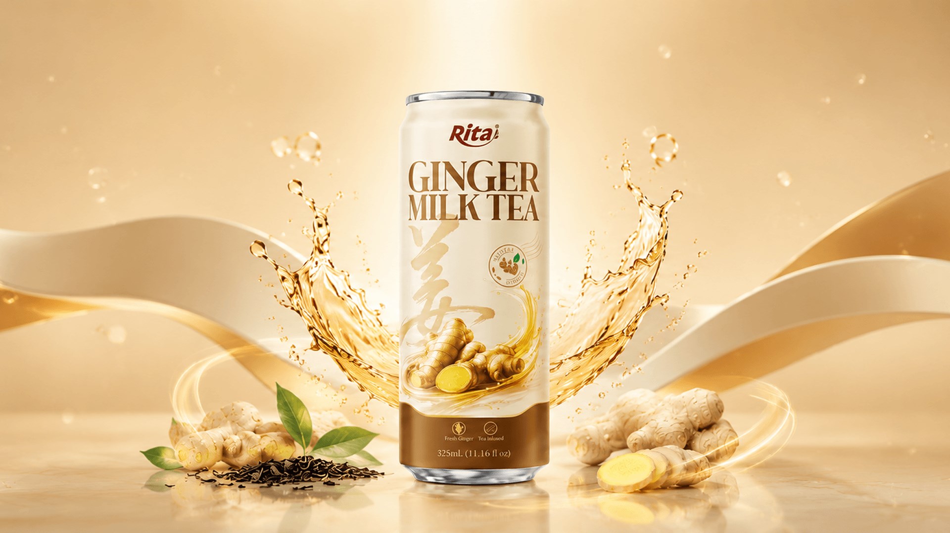 Rita Ginger Milk Tea Natural Black Tea 320ml Sleek Can