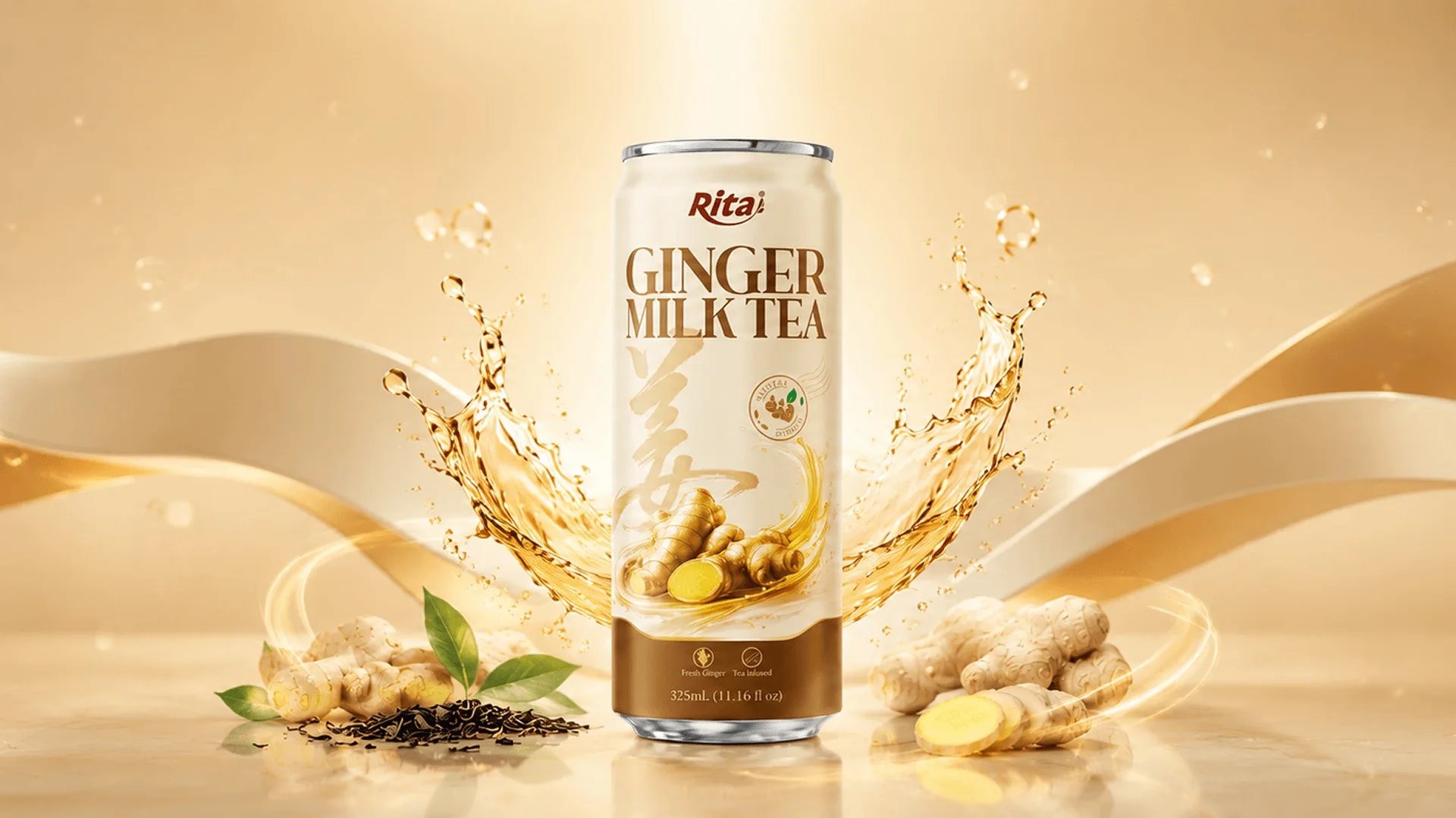 Rita Ginger Milk Tea Natural Black Tea 320ml Sleek Can