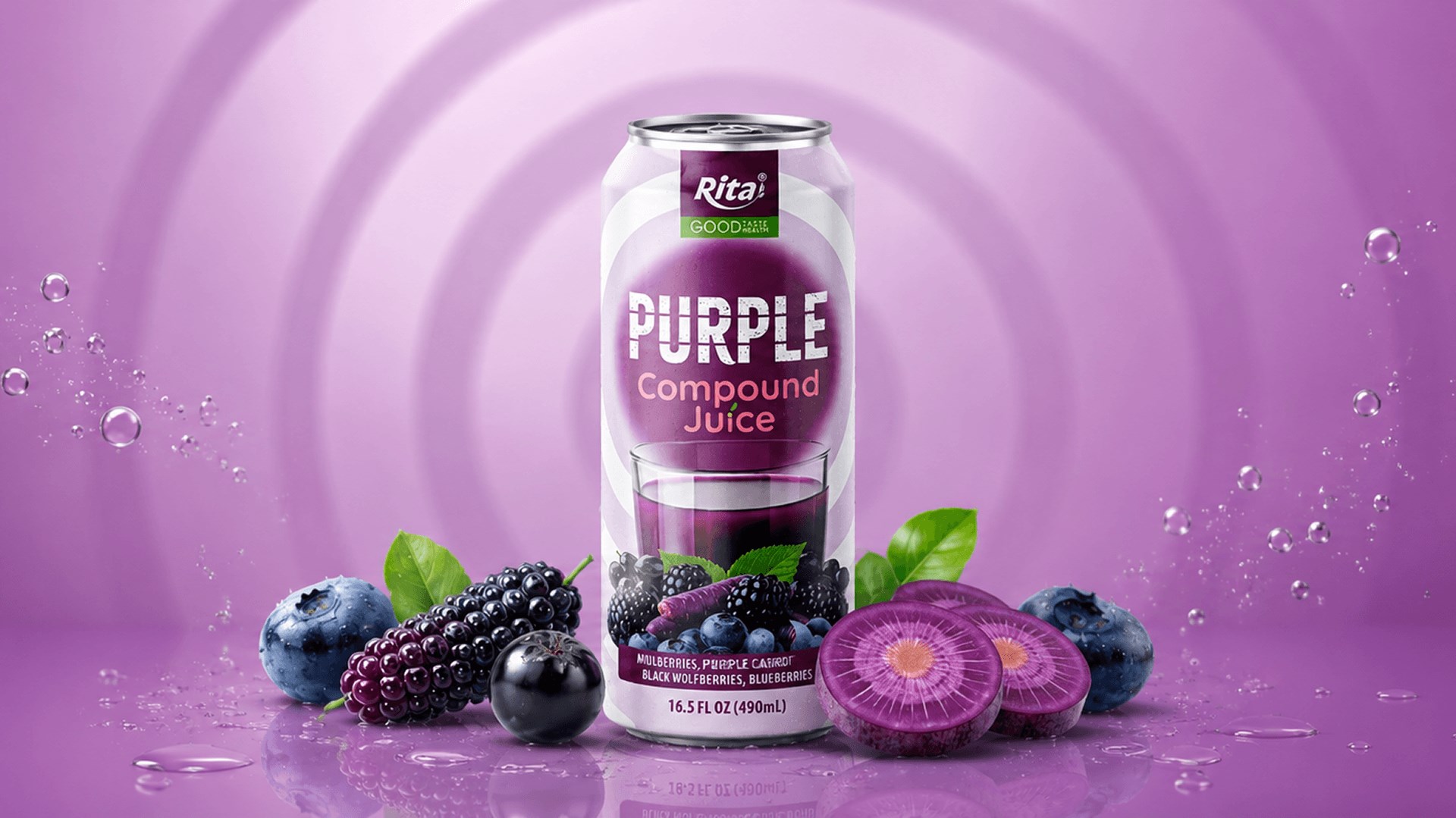 Rita Purple Compound Juice Mulberry Blueberry 490ml Can