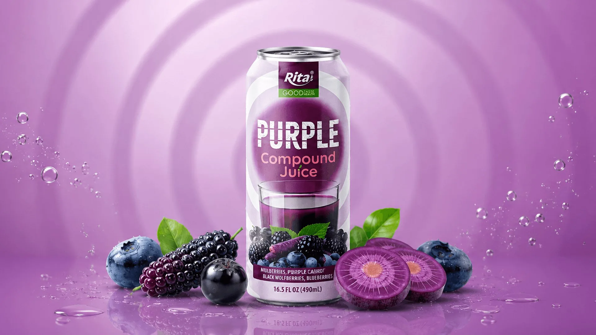 Rita Purple Compound Juice Mulberry Blueberry 490ml Can