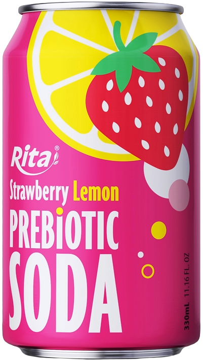 Strawberry Lemon Prebiotic Soda 330ml short can