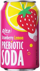 Strawberry Lemon Prebiotic Soda 330ml short can
