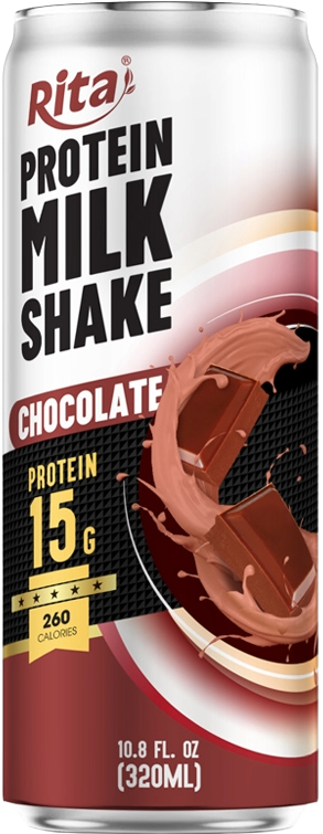 Rita Protein Milkshake Chocolate Flavor Rich Cocoa High Protein Drink 320ml Sleek Can