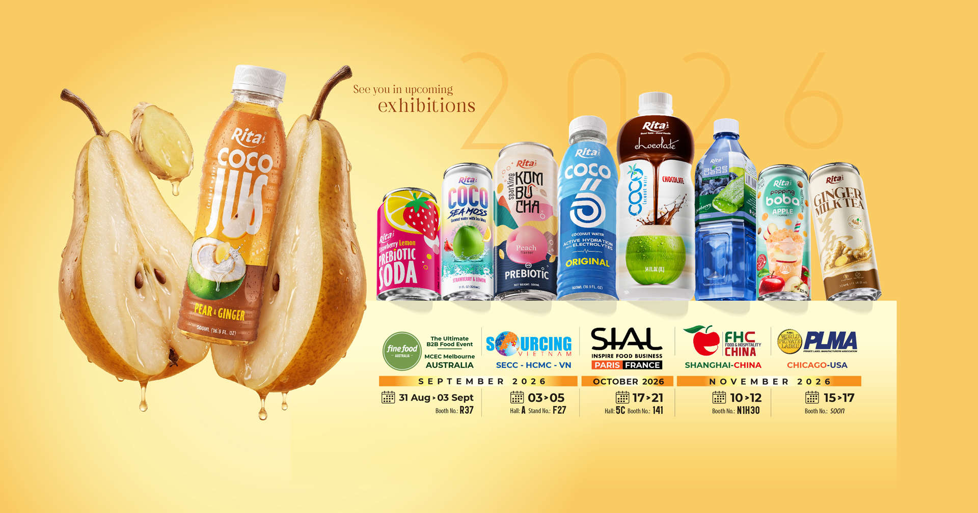 RITA Beverage - see you at Fine Food Australia, Sourcing Vietnam, SIAL Paris, FHC China and PLMA Chicago 2026